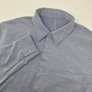 Lululemon Commission Men's Large Long Sleeve Shirt Gray On The Move Stretch